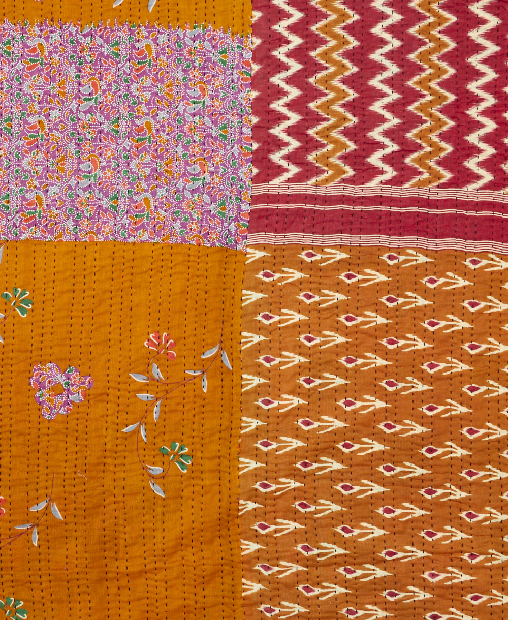 quilted throw in twin size handmade in India by Anchal artisans