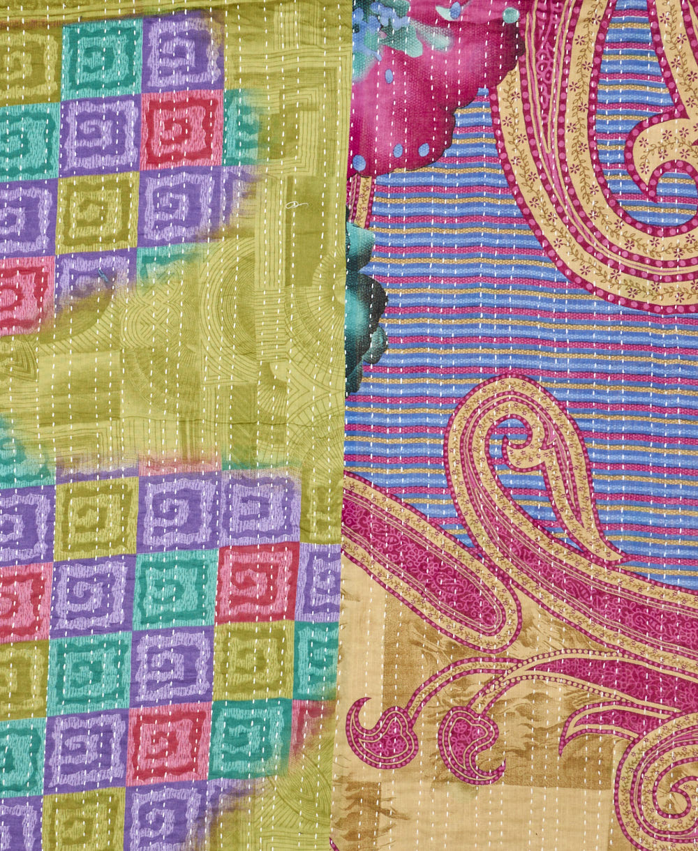 quilted throw in twin size handmade in India by Anchal artisans