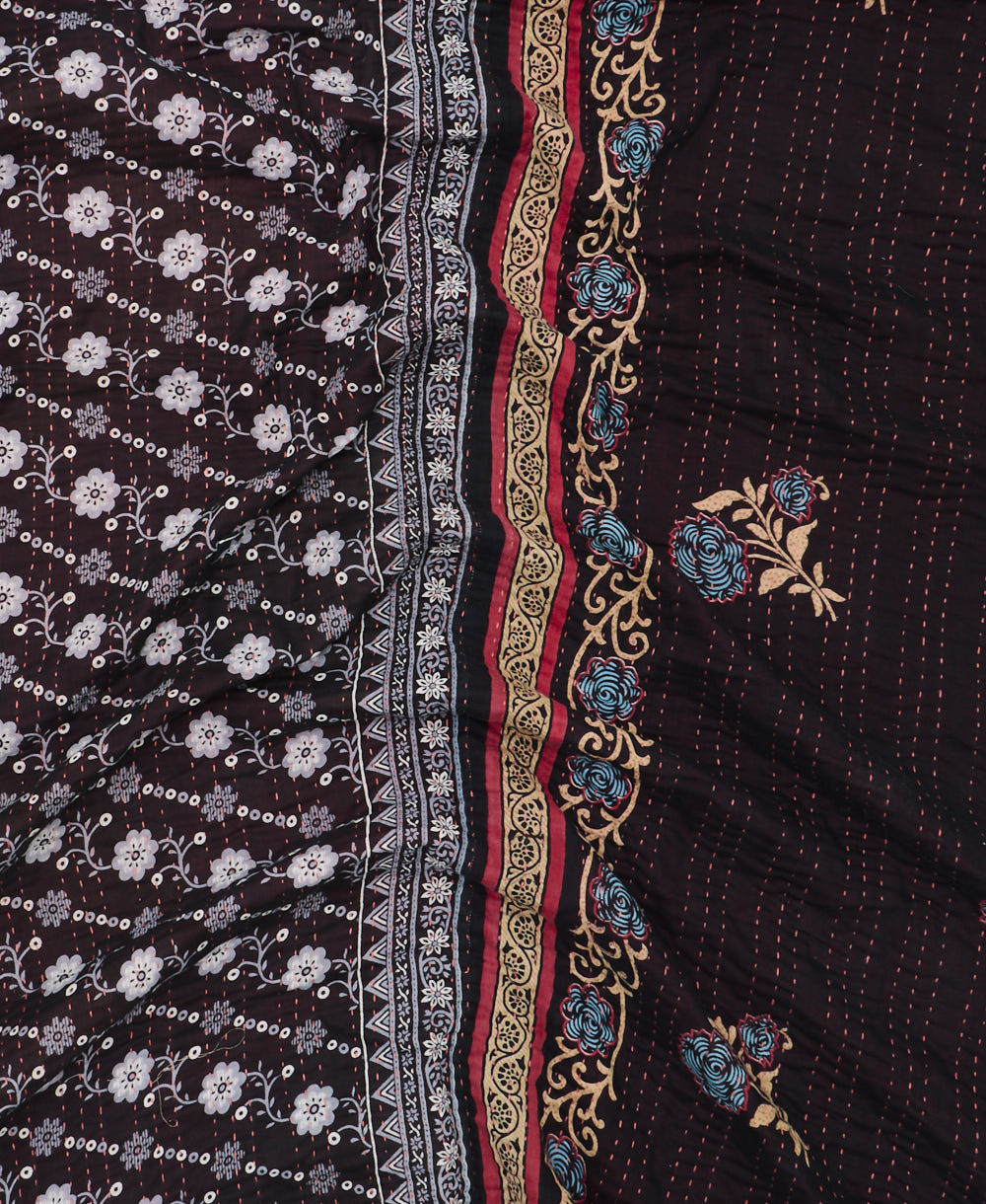 soft twin kantha blanket made from upcycled vintage cotton saris