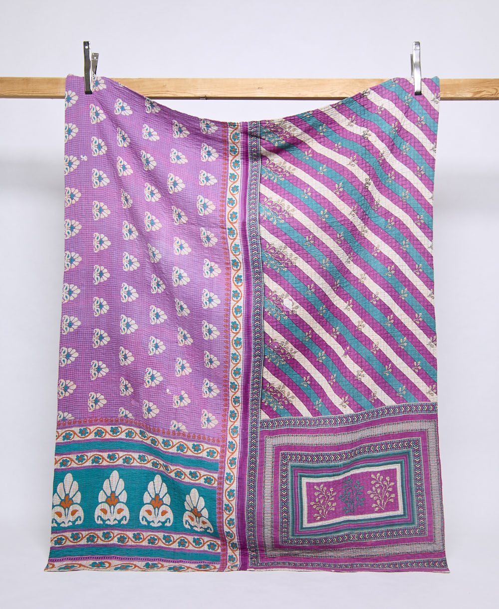 twin kantha quilt handmade in India