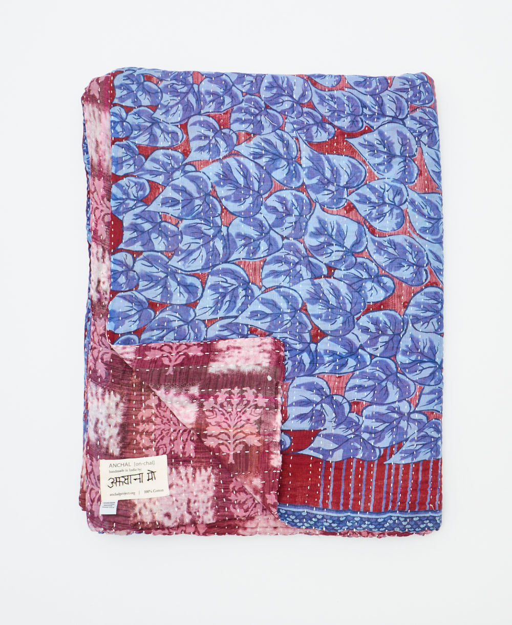 quilted throw in twin size handmade in India by Anchal artisans