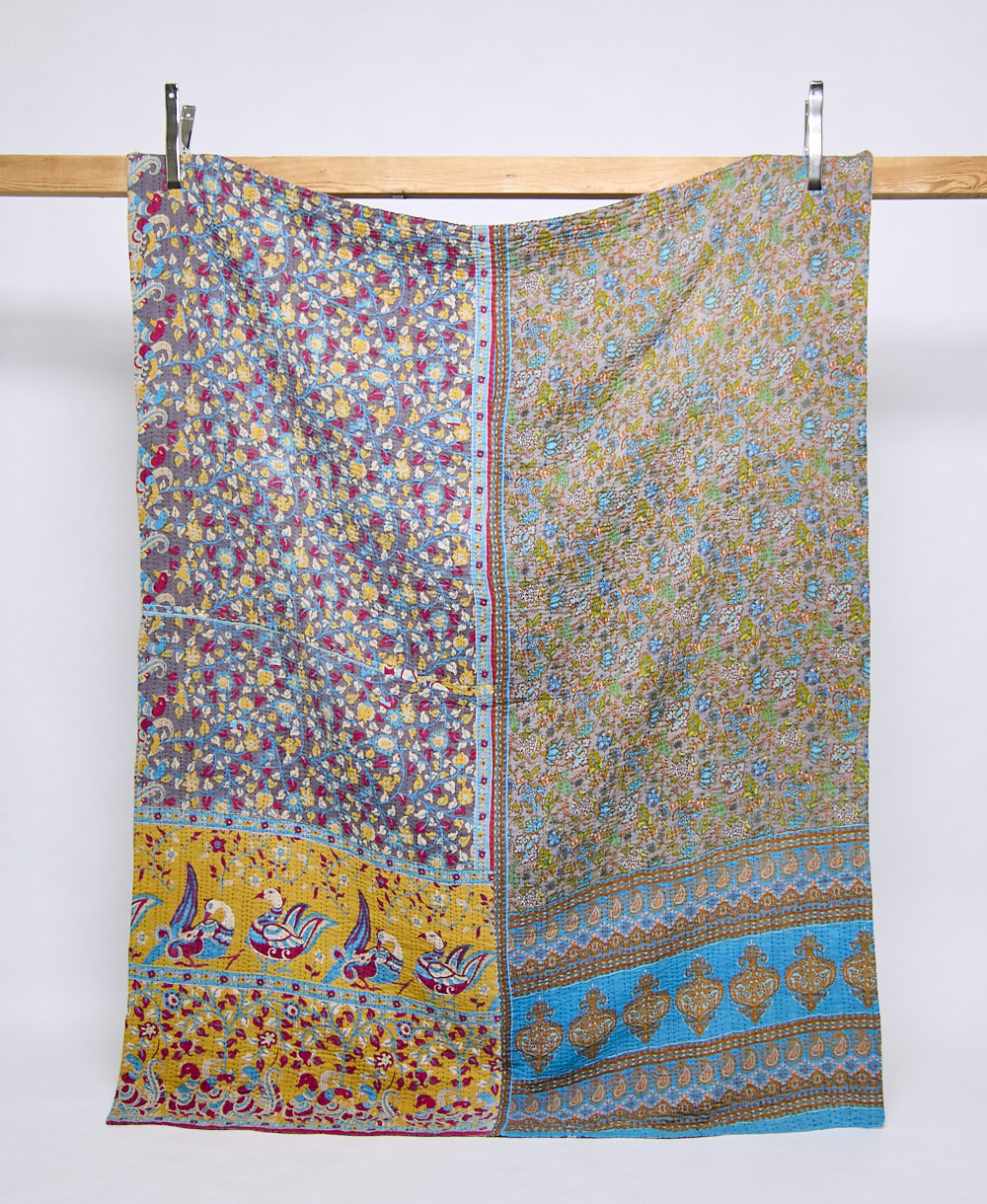 twin kantha quilt handmade in India