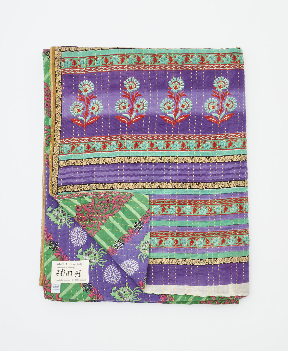 quilted throw in twin size handmade in India by Anchal artisans
