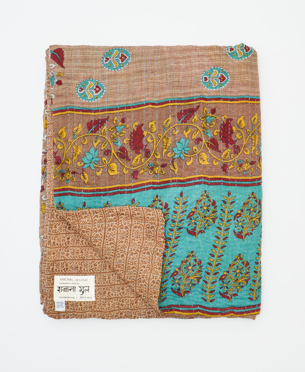 quilted throw in twin size handmade in India by Anchal artisans