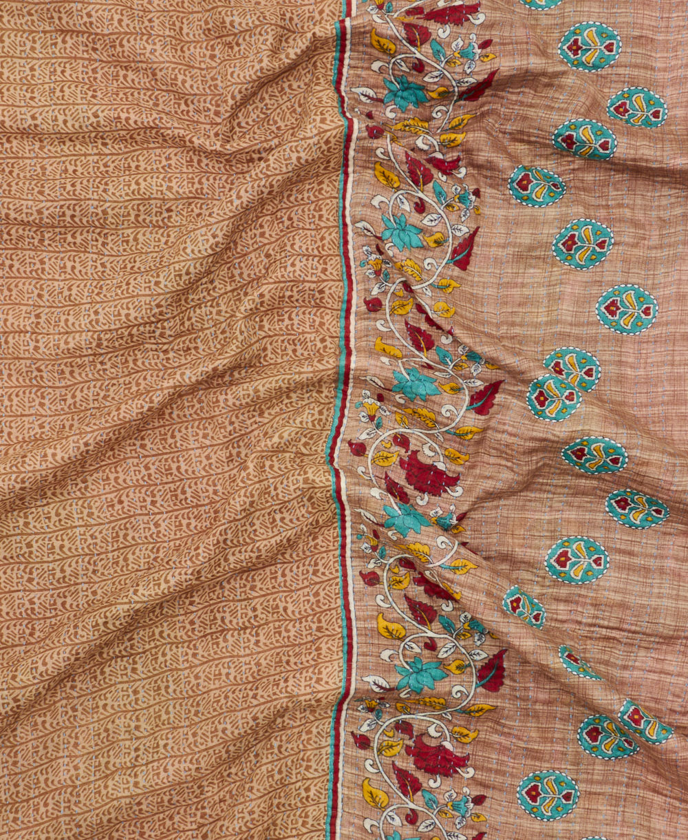 soft twin kantha blanket made from upcycled vintage cotton saris