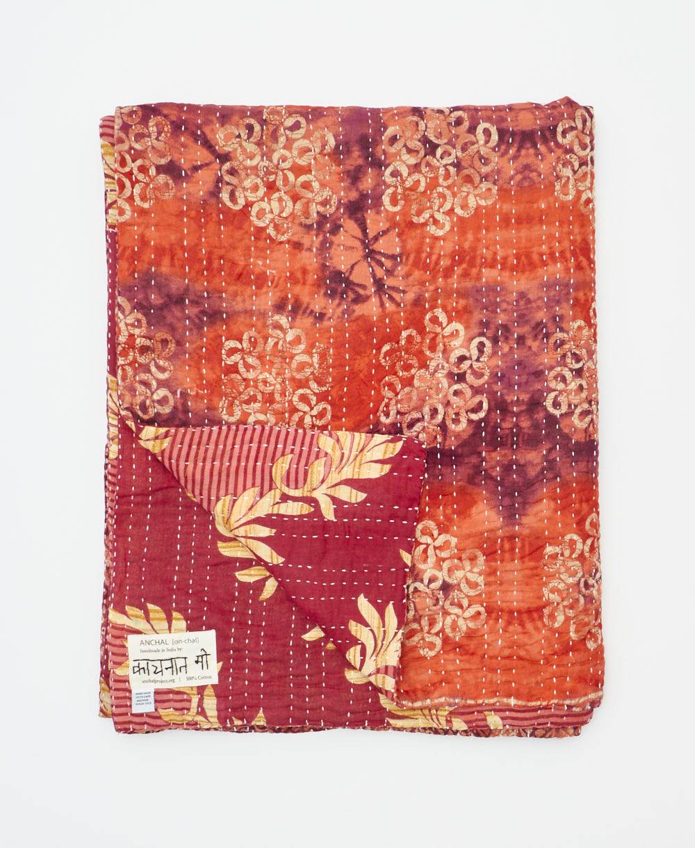 quilted throw in twin size handmade in India by Anchal artisans