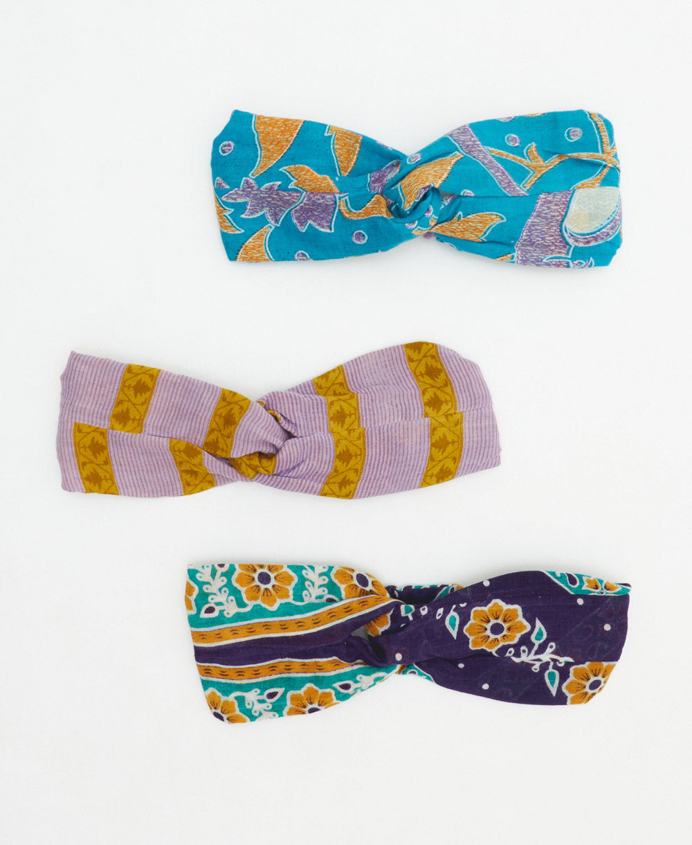 blue and purple cotton twist headband