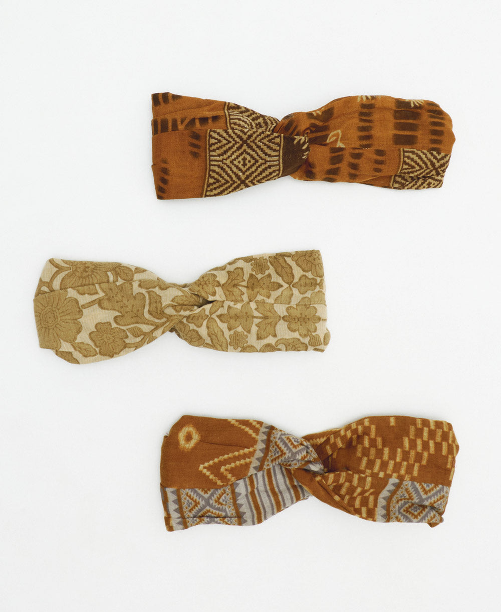 beige and brown neutral cotton twist headbands