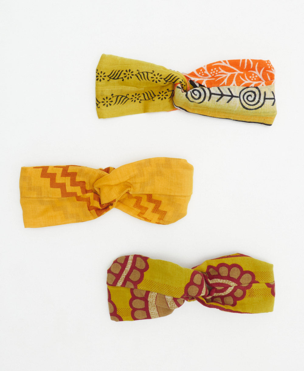 yellow and green cotton twist headbands