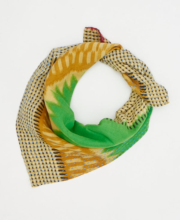 artisan-made vintage cotton bandana in a colorful geometric design

