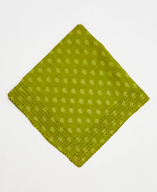green leaf print cotton bandana scarf handmade in India
