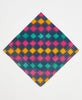 colorful checker print cotton bandana scarf handmade in India
