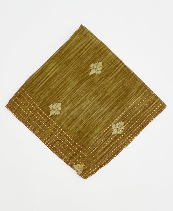 green geometric  print cotton bandana scarf handmade in India
