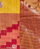 terracotta geometric kantha bedding quilt ethically made from vintage cotton fabric
