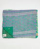  Artisan-made king kantha quilt in teal paisley design made from upcycled saris
