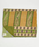  Artisan-made king kantha quilt in a forest green design made from upcycled saris
