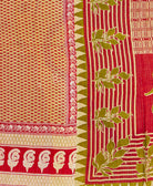 red abd green leaf kantha bedding quilt ethically made from vintage cotton fabric
