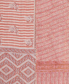 Twin kantha quilt with reversible red paisley pattern