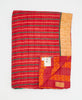 Twin kantha quilt with reversible colorful traditional  pattern