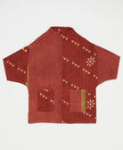 one-of-a-kind cocoon brick red diamond quilted jacket made from upcycled vintage cotton saris