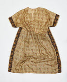 One-of-a-kind black and tan floral silk kaftan dress made using vintage silk saris