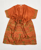 orange geometric  Vintage Silk Kaftan Dress made by artisans