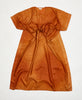orange geometric Vintage Silk Kaftan Dress made by artisans