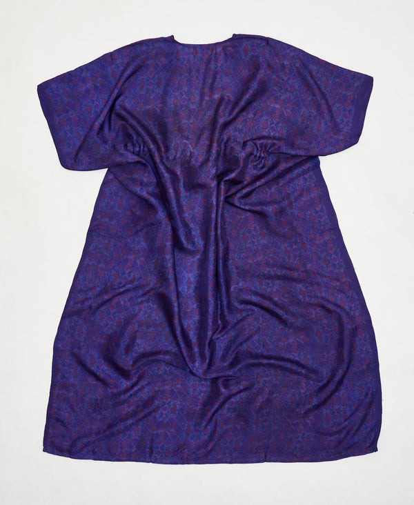 One-of-a-kind purple traditional silk kaftan dress made using vintage silk saris