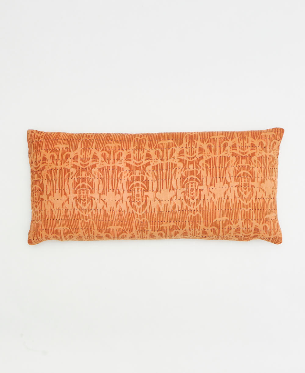 orange artisan made lumbar pillow hand crafted