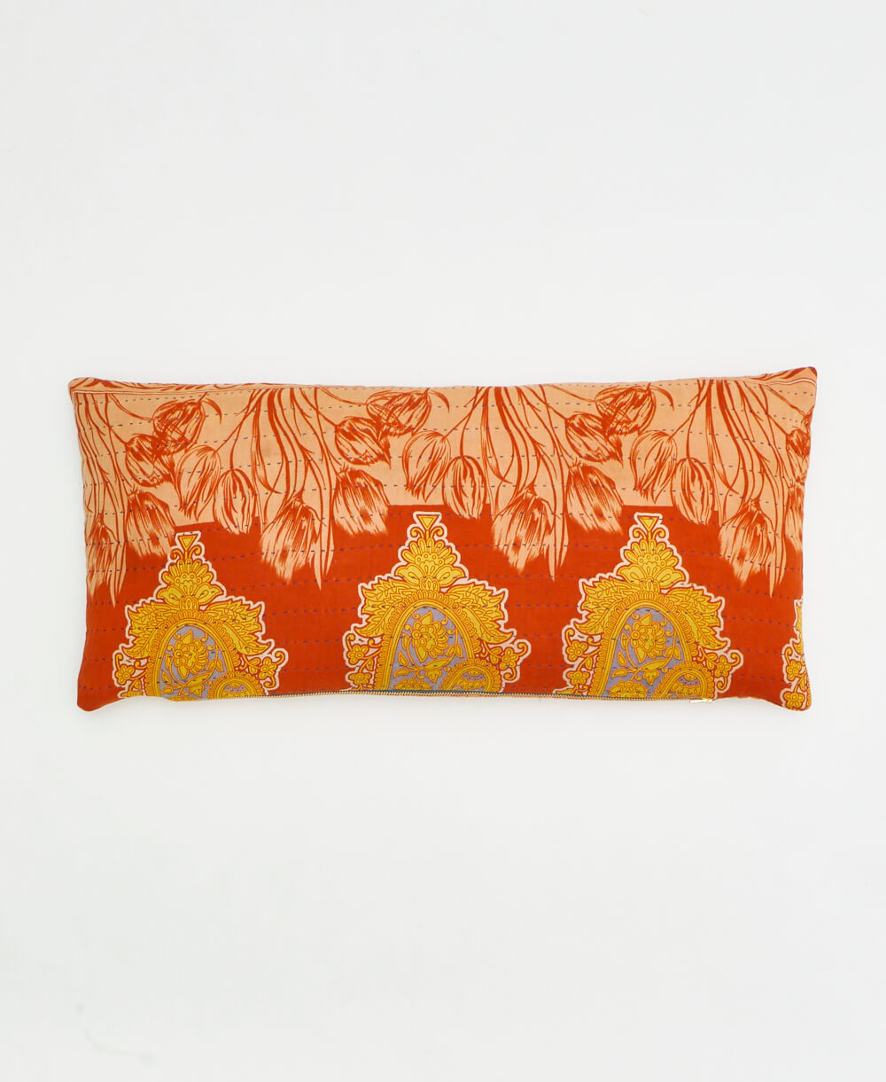 one of a kind ethically crafted orange lumbar throw pillow