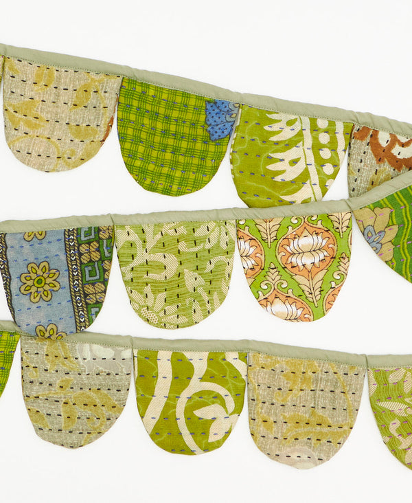 handmade green floral scallop fabric garland 
