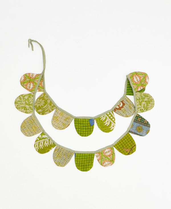 upcycled fabric garland with bold green floral pattern by Anchal
