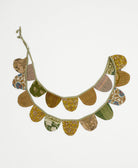 handmade kantha scallop banner in a sage green floral print