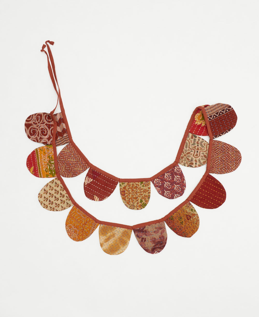 rust mixed print cotton scallop banner made from vintage cotton fabrics