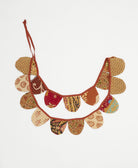 handmade kantha scallop banner in a tan & black paisley print