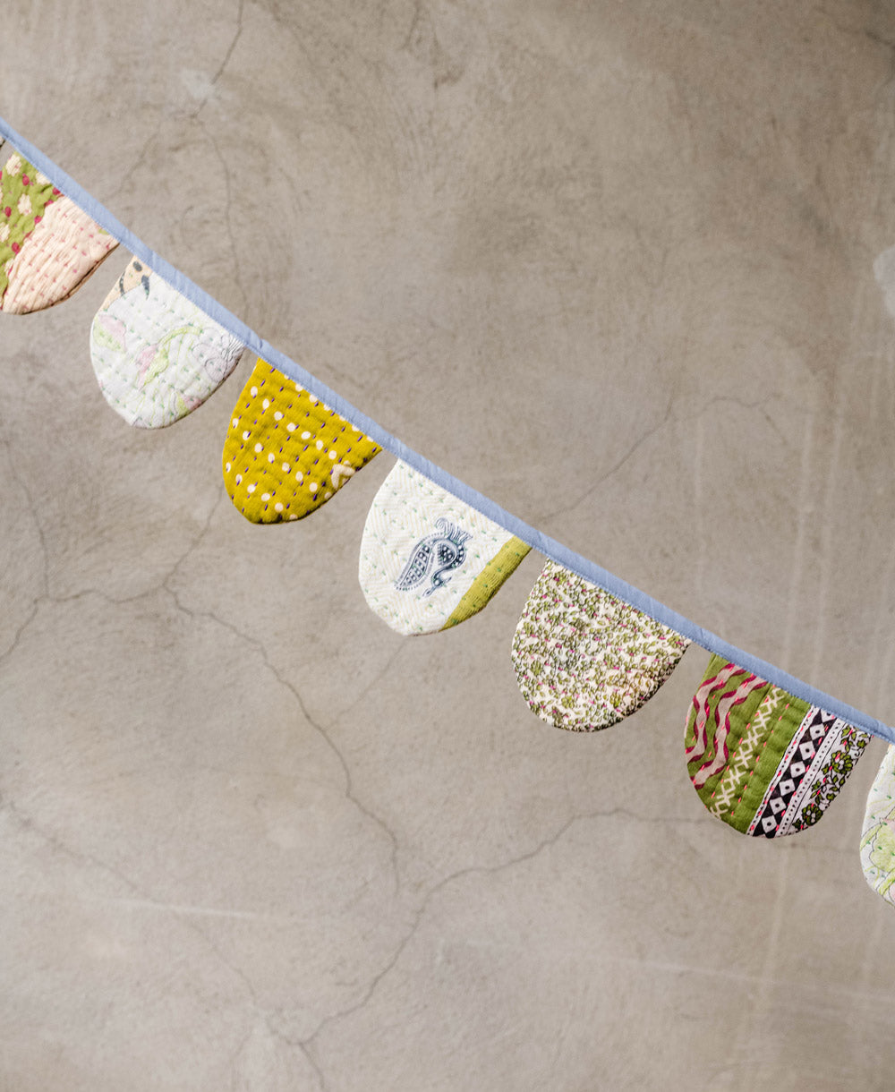 yellow and green scallop shaped bunting