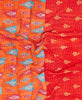 Eco-friendly artisan-made orange abstract kantha quilt throw