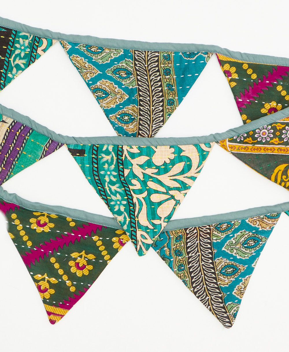 handmade teal paisley fabric garland 
