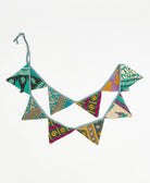 upcycled fabric garland with bold teal paisley pattern by Anchal
