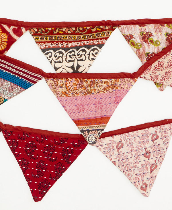 handmade red paisley triangle fabric garland 
