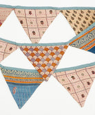 handmade  beige and blue geometric triangle fabric garland 
