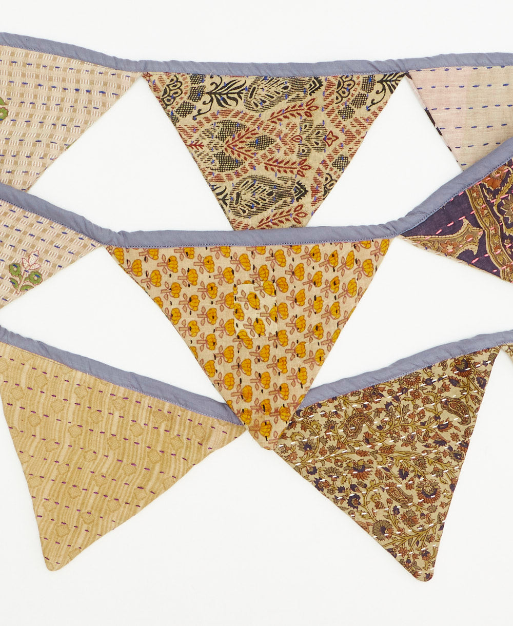 handmade beige paisley triangle fabric garland 
