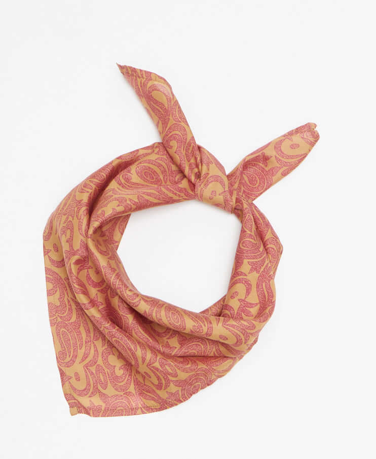 Handcrafted silk bandana made from upcycled vintage silk saris