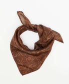 brown vintage silk bandana with light brown swirling vines