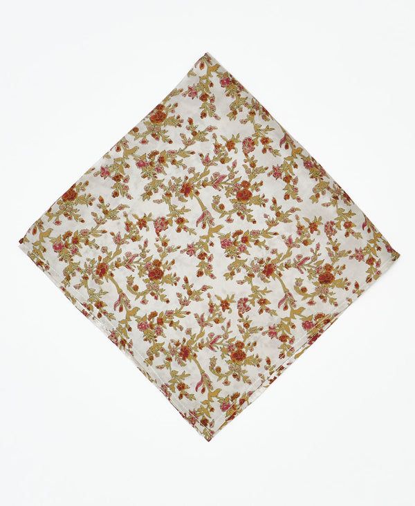 vintage silk scarf featuring a classic floral pattern created using sustainably sourced saris