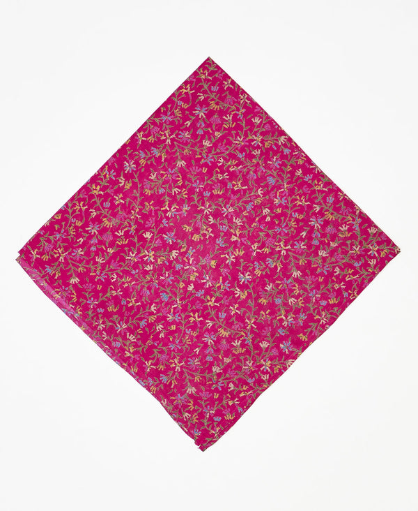 vintage silk scarf featuring a ditsy floral pattern created using sustainably sourced saris