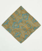 vintage silk scarf featuring a blue and brown modern geometric pattern created using sustainably sourced saris