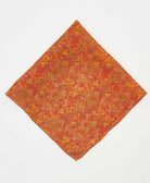 vintage silk scarf featuring an orange paisley pattern created using sustainably sourced saris