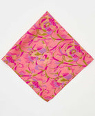 vintage silk scarf featuring a bright pink floral created using sustainably sourced saris