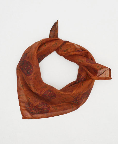 vintage rust orange paisley silk scarf handmade by women artisans using upcycled saris